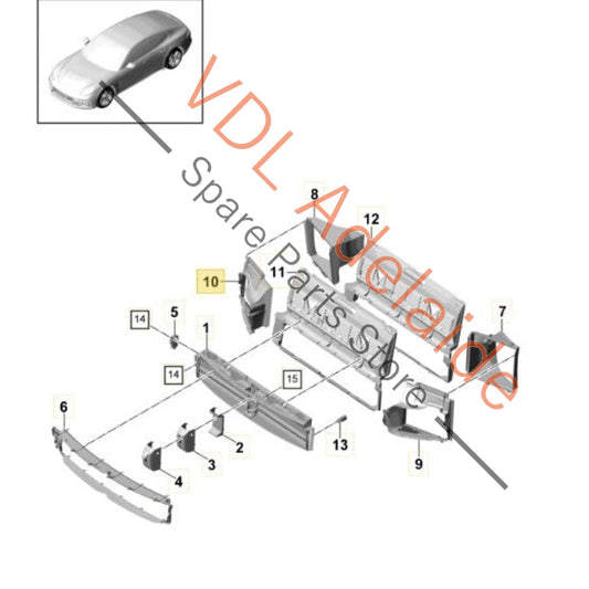 971121334C Porsche Panamera 971 Right Side Air Guide for Intercooler 971121334C
