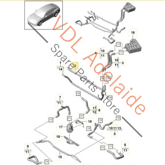 971815552 9A781555200 Porsche Panamera 971 Coolant / Refrigerant Pipe Hose 971815552 9A781555200