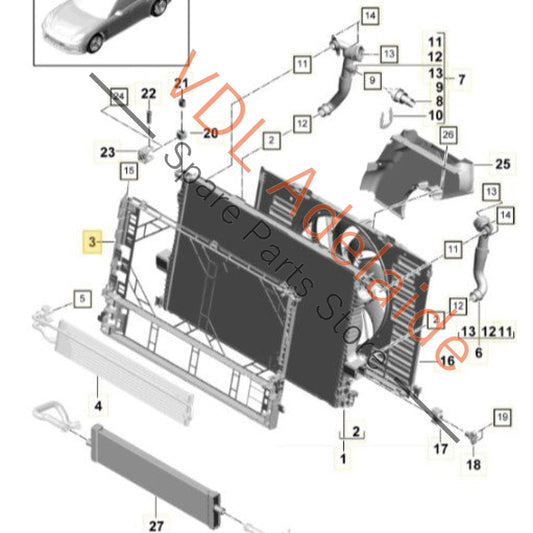 PAE121068 971121068D Porsche Panamera Radiator Mounting Bracket PAE121068 971121068D
