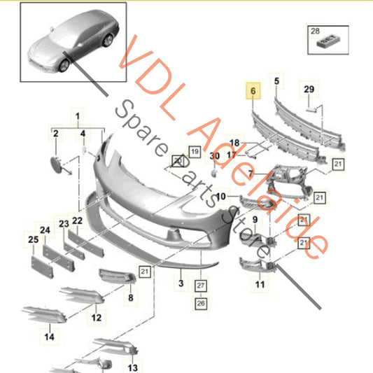 971807683B 971807683BOK1 Porsche Panamera Front Bumper Middle Radiator Grille 971807683B OK1 Matt Black