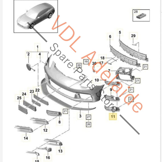 971807986B Porsche Panamera 971 Front Right Bumper Radar Bracket Trim 971807986B