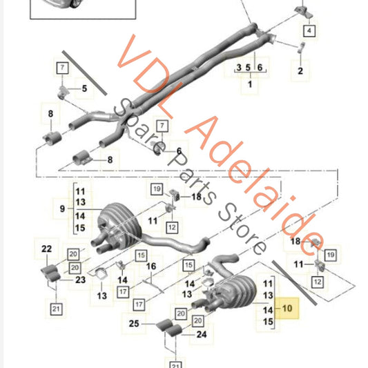 971253608 971253608AY Porsche Panamera 971 Rear Right Muffler 971253608AY 971253608