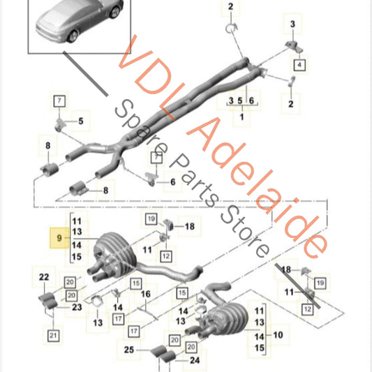 971253607 971253607AY Porsche Panamera 971 Rear Left Muffler 971253607AY 971253607