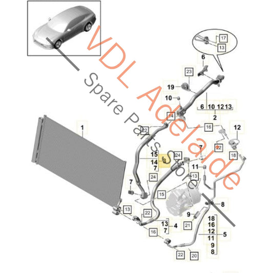 971260758K 971260758T Porsche Panamera 971 V6 Refrigerant Gas AC Pressure Pipe Hose 971260758T 971260758K