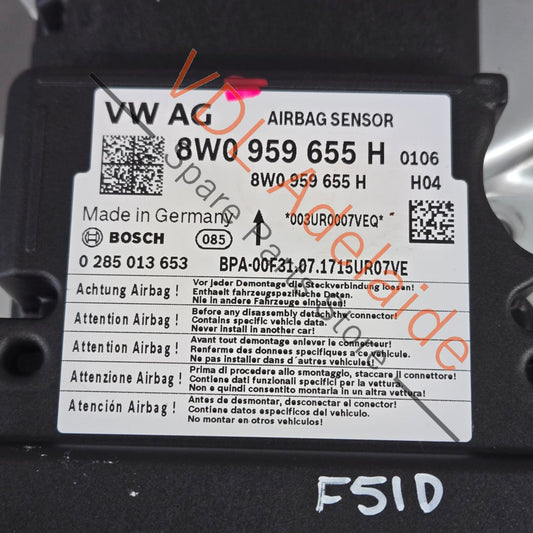 8W0959655H Audi A5 S5 RS5 B9 Airbag Control Module 8W0959655H