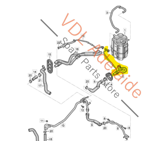 8W2122109D Audi RS5 Coolant Reservoir Bleeder Pipe Hose 8W0122109D