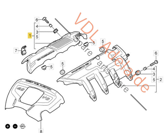 7PP103908 7PP103908B Porsche Cayenne 92A 958 S GTS V8 4.8 Engine Trim Right Cyls 1-4 7PP103908