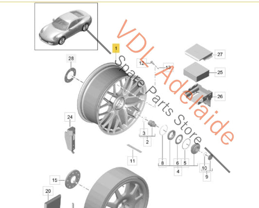 99136216735JE31 99136216735 Porsche 911 991.1 GTS Alloy Wheel Centrelock Centre Center Lock Wheel Rear 20 x 11.5 ET48 #02