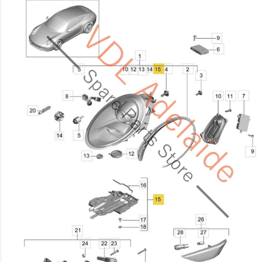 99163120100 99163120103 Porsche 911 991 Left Headlight Mounting Bracket 99163120100 99163120103