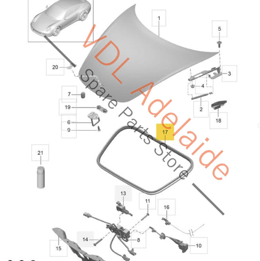 99151161103 99151161104 Porsche 911 991 Frunk Front Compartment Seal Rubber Gasket 99151161104