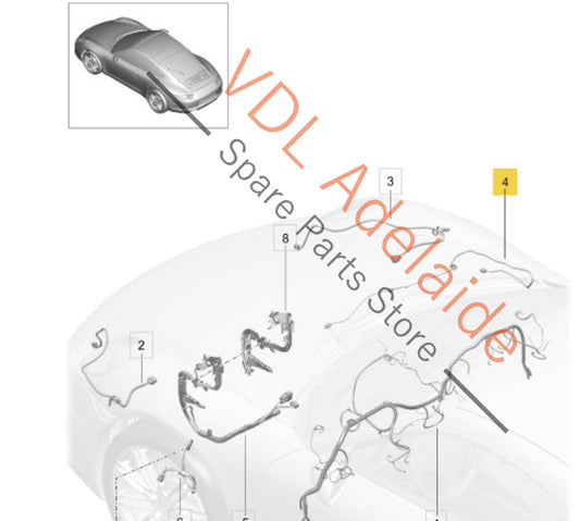 99161259901 99161259900 Porsche 911 991 Bonnet Wiring for Washer Jets 99161259900 99161259901