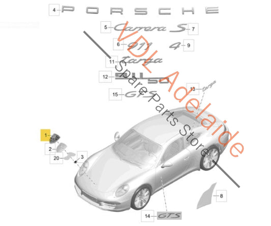 99155921100 9P1853601 Porsche Bonnet Badge Emblem Crest Gold Shield 99155921100 9P1853601