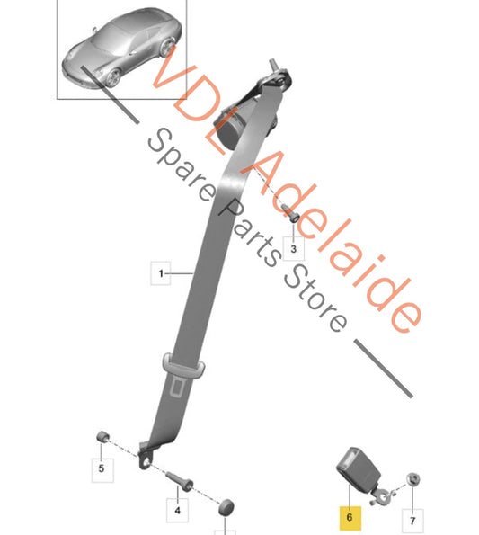 99180318600 Porsche 911 Rear Seatbelt Clasp Catch Latch Right 99180318600