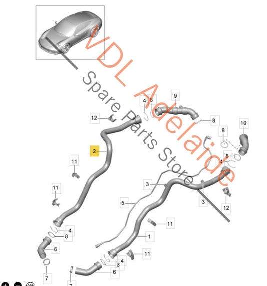99110601502 99110661002 Porsche 911 991 Coolant Feed Pipe Aluminium 99110601502 99110661002