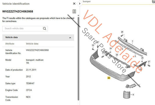 7H5807417F Genuine OEM VW T5 Transporter Multivan Rear Bumper Cover with parking sensors