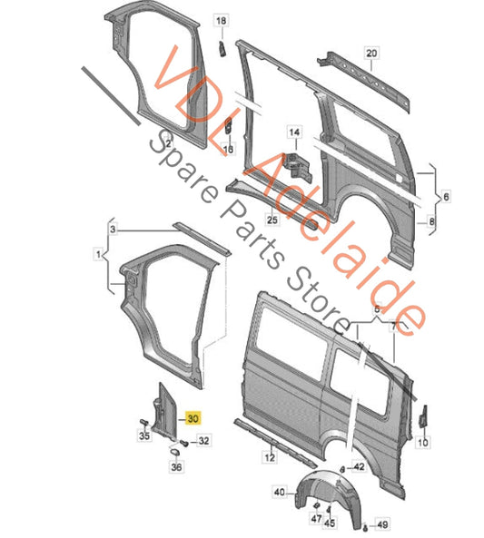 7H0809905E VW Transporter T5 Left Side Fuel Filler Door Flap Cap 7H0809905E