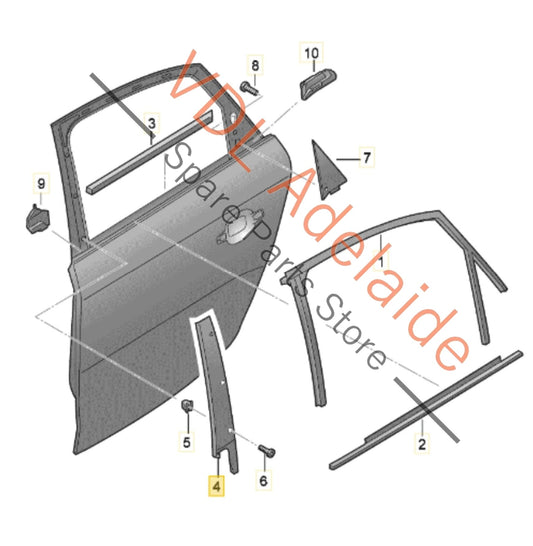 8K0839901K5FQ, 8K0839901Q, 8K0839901K, , Audi A4 B8 8K Rear Left Door B Pillar Exterior Trim 8K0839901Q