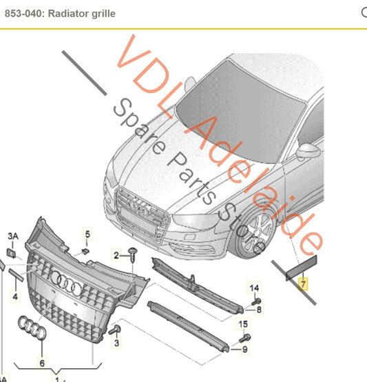8N0853601A Audi A4 B8 8K Side Fender Guard S-Line Badge Inscription Pair 8N0853601A