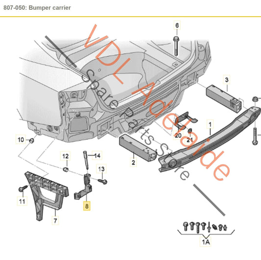 8K5807890A Audi A4 B8 8K Rear Bumper Carrier Guide Upper Right Section Bracket 8K5807890A