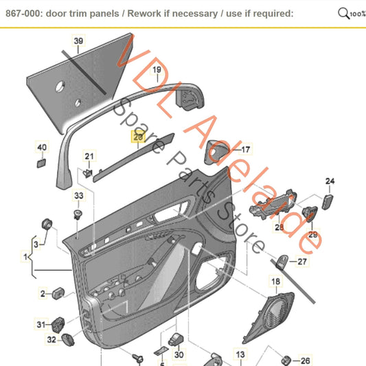 8K0867409TU4 8K0867409 Audi A4 B8 8K Front Left Interior Door Trim Insert Steel Grey 8K0867409