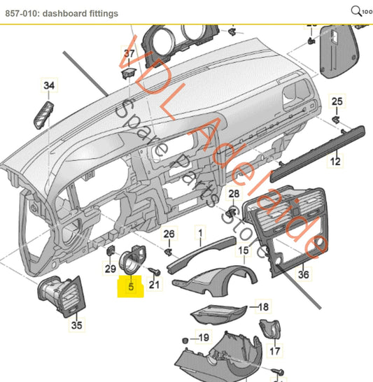 VW Golf R Mk7 Headlight Light Switch Retaining Frame Trim Black Gloss RHD 5G2858060C