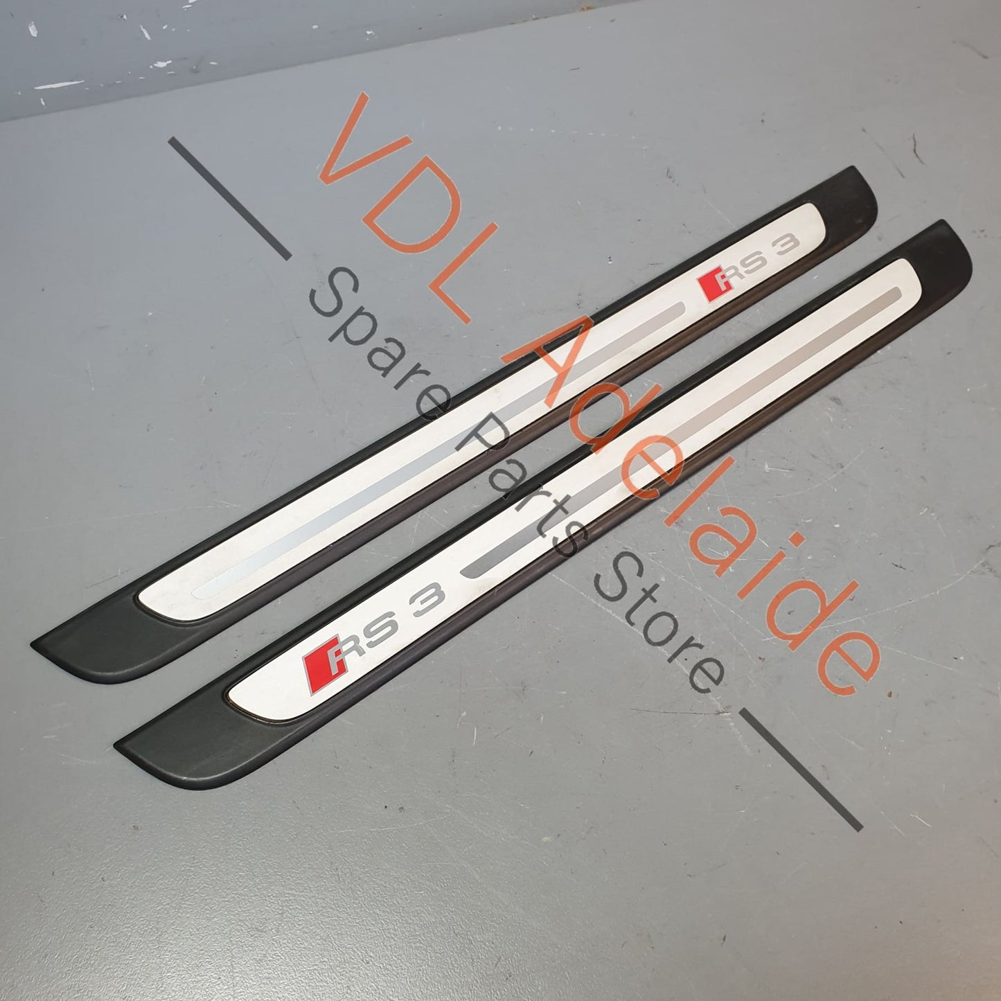 Audi RS3 8V Door Sill Trim Entry Insert Brushed Aluminium Pair