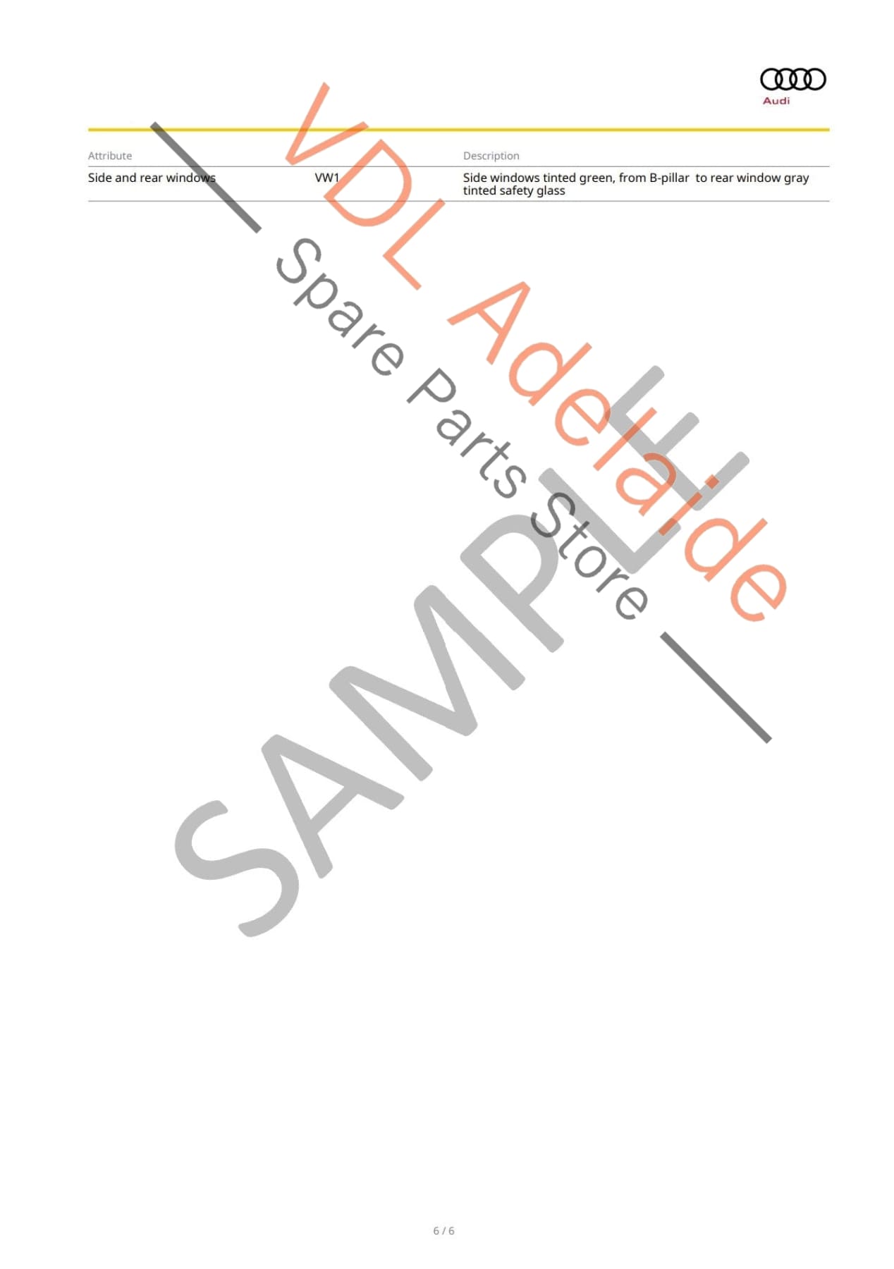 Audi VIN Digital Report - Option Codes Build Date Colour