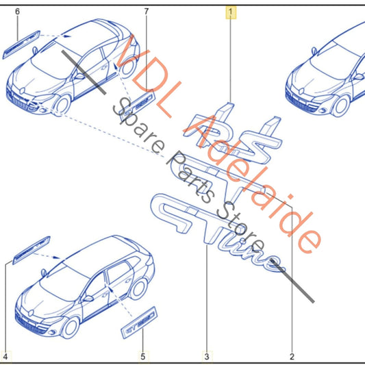 638904490R Renault Sport Megane 3 RS265 RS275 Clio III Logo Emblem Front Badge RS 638904490R