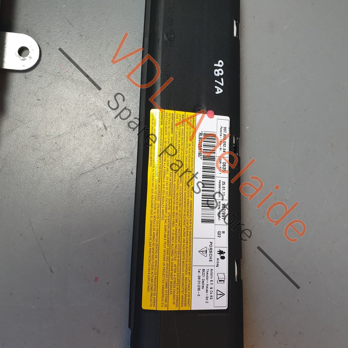 Porsche Cayman R 987 Right Side Head Airbag Unit 99780309204