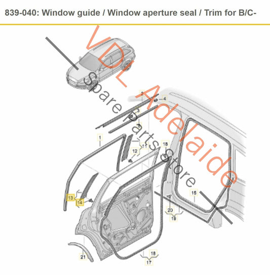 Audi Q7 4L Trim for Pillar C Brilliant Black Rear Left 4L0839903 Y9B ROS 4L0839903