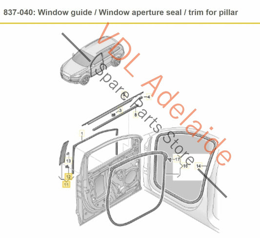 Audi Q7 4L Trim for Pillar B Brilliant Black Front Left 4L0837901 ROS 4L0837901
