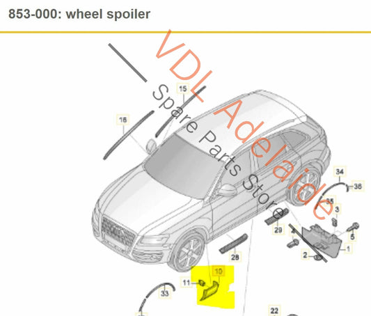 Audi Q7 4L S-Line Front Right Fender Lower Moulding Trim 4L0854960B ROS 4L0854960B