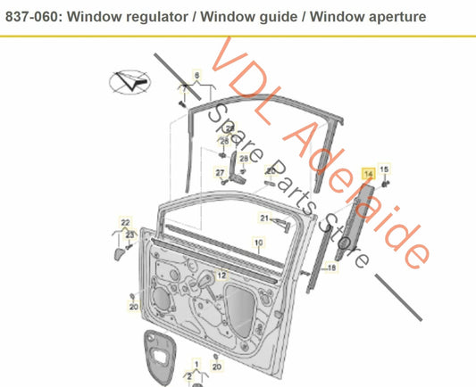 VW Golf R Mk7 Exterior Door Window Moulding Frame Trim Gloss Black Front Right 5G4837890B
