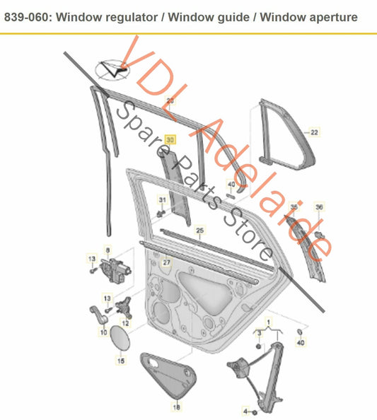 VW Golf R Mk7 Exterior Door Window Moulding Frame Trim Gloss Black Right Rear 5G6839902B