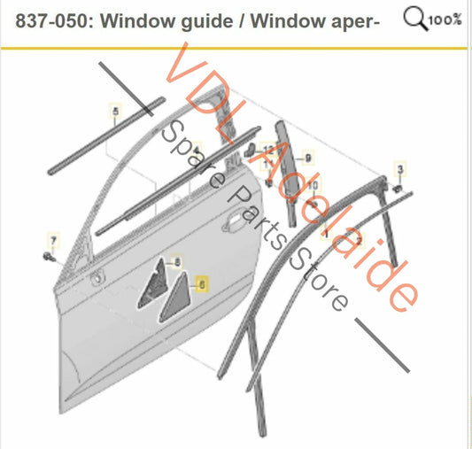 Audi S3 8V Exterior Front Door Corner Trim Moulding Gloss Black LHS Left Front 8V5837637A