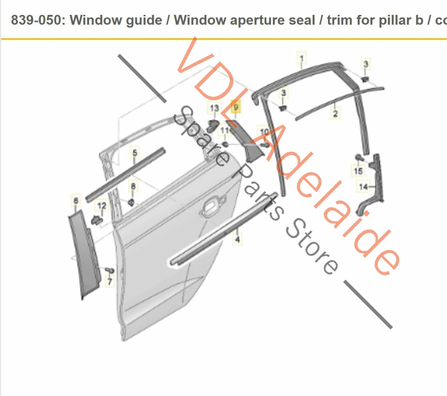 Audi S3 8V Exterior C Pillar Door Trim Moulding Gloss Black Rear Right RHS