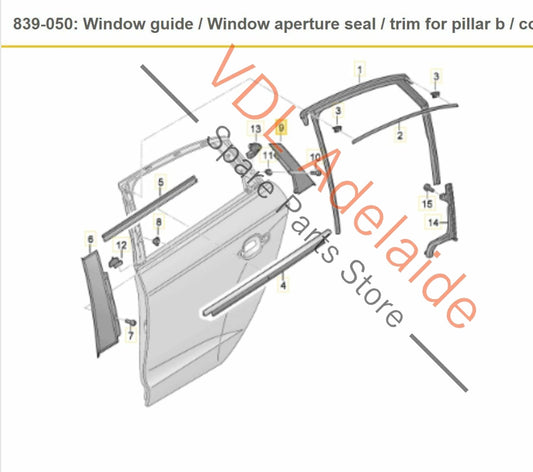 Audi S3 8V Exterior C Pillar Door Trim Moulding Gloss Black Rear Left LHS