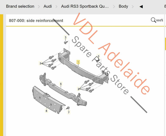 Audi RS3 8V Front Bumper Reo Reinforcement Bar