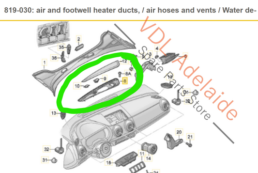 Audi S3 8V Dashboard Dash Air Vent Centre Top Grille for Speaker Cover for RHD