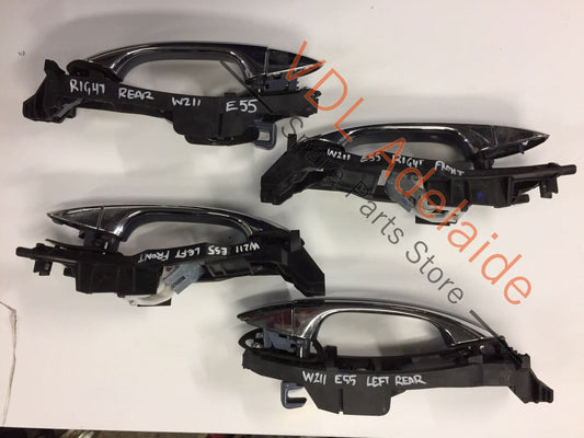 W211 E55 E-Class Exterior Door Handles Set Chrome & Tealight Blue