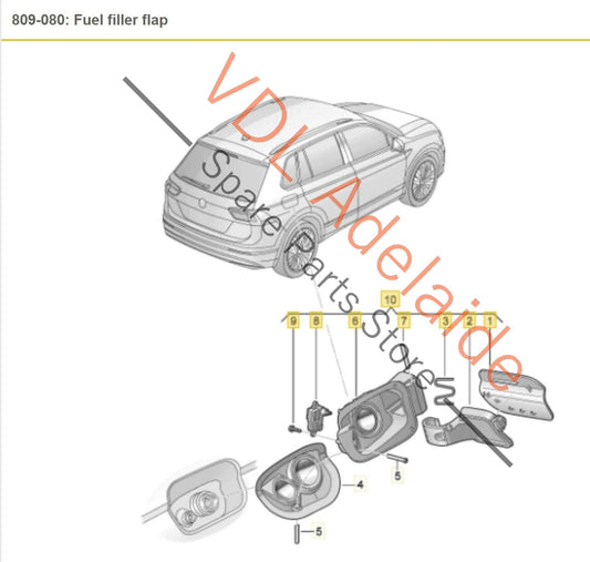 VW Tiguan MQB Mk2 Fuel Filler Door Flap Lid Flap White 5NA809857A 5NA809857A