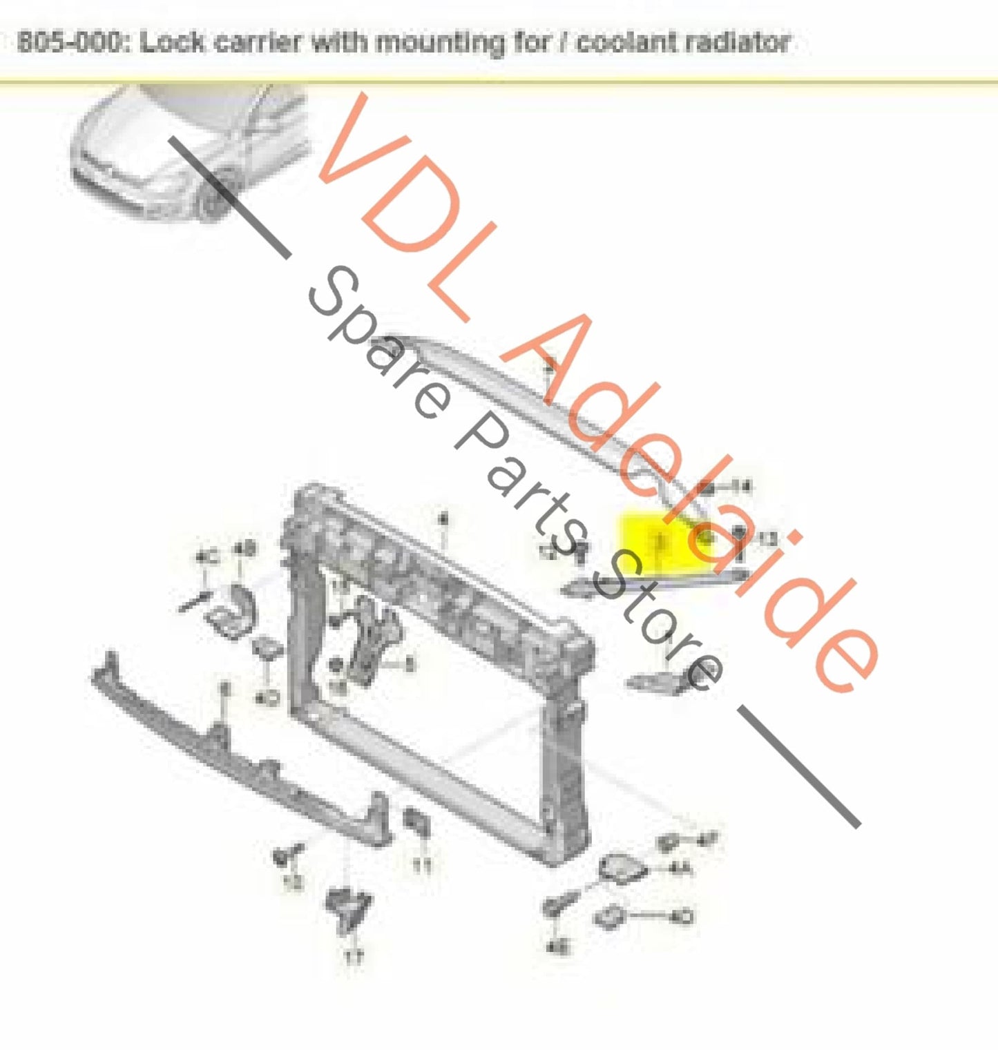 VW Golf MK7 Wagon Radiator Lock Carrier Left Upper Brace Support 5G0805931 5G0805931