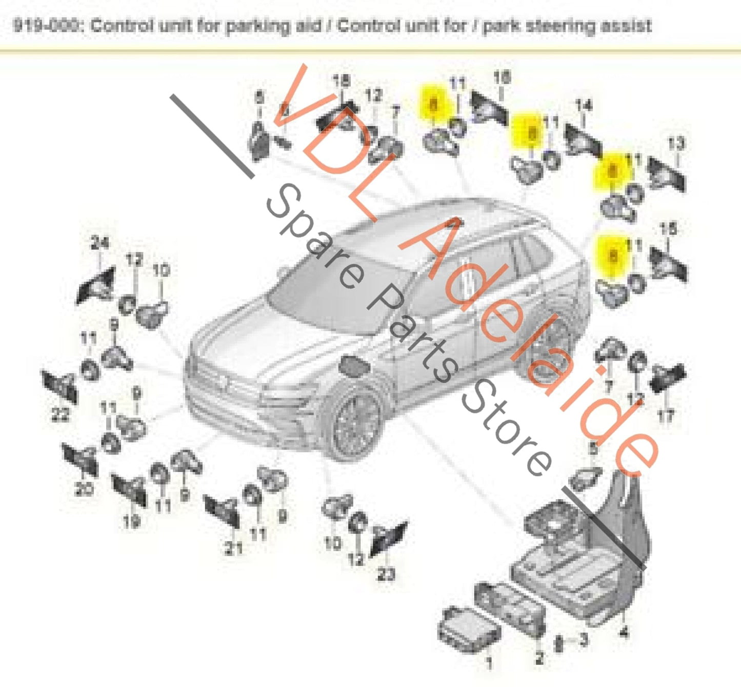 VW Tiguan MQB Mk2 Rear Parking Sensor Bumper Grey 3Q0919275 9B9 3Q0919275