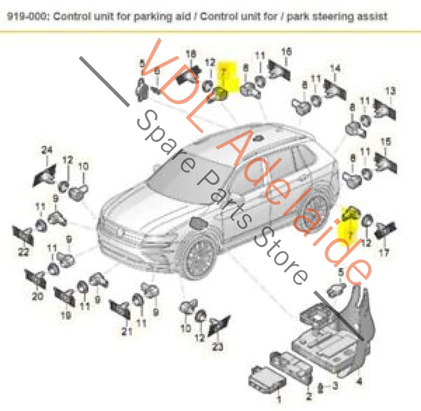 VW Tiguan MQB Mk2 Rear Parking Sensor White 0Q0Q Side Facing 3Q0919275B 3Q0919275B