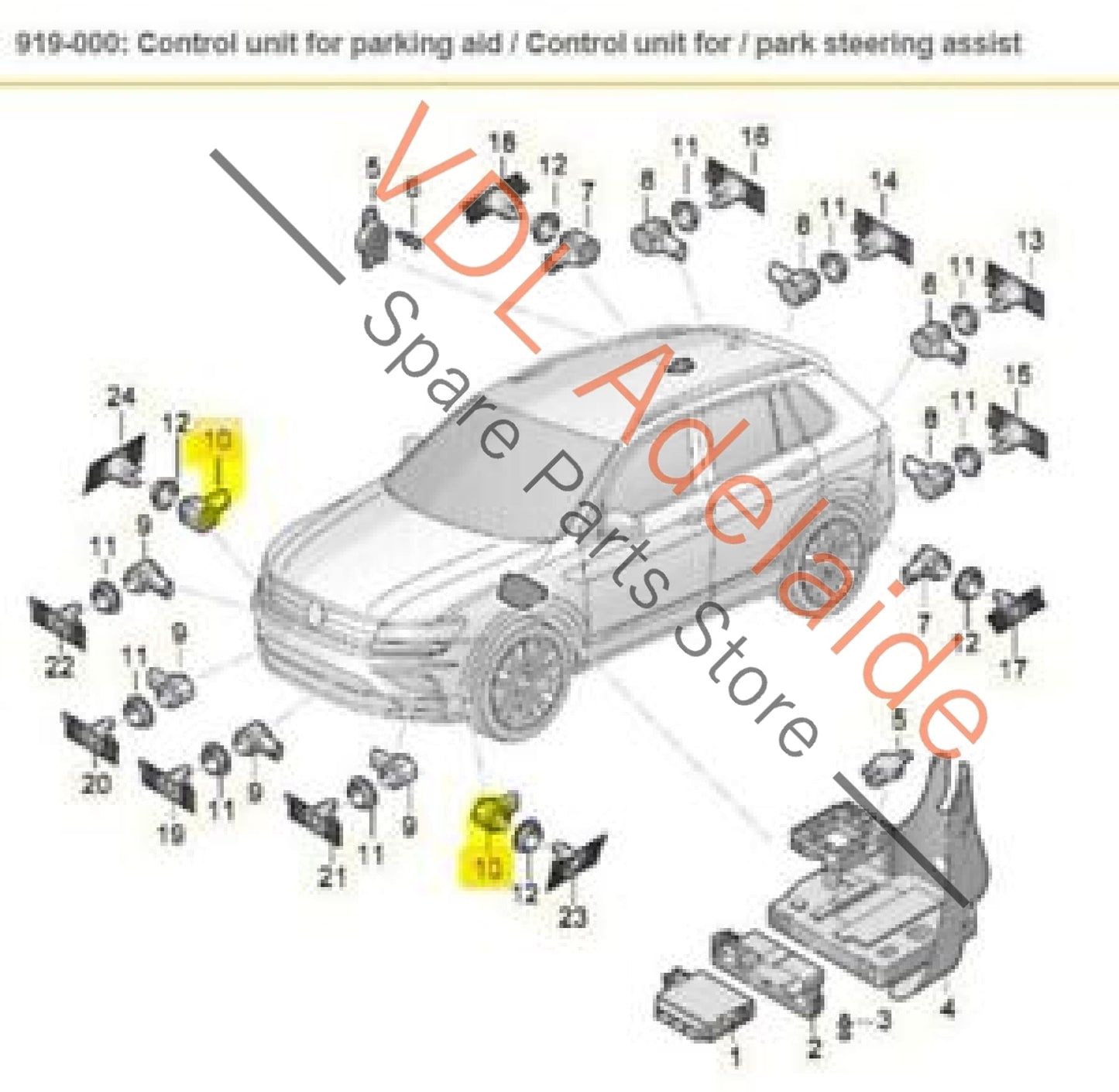 VW Tiguan MQB Mk2 Front Parking Sensor White 0Q0Q Side Facing 3Q0919297B 3Q0919297B