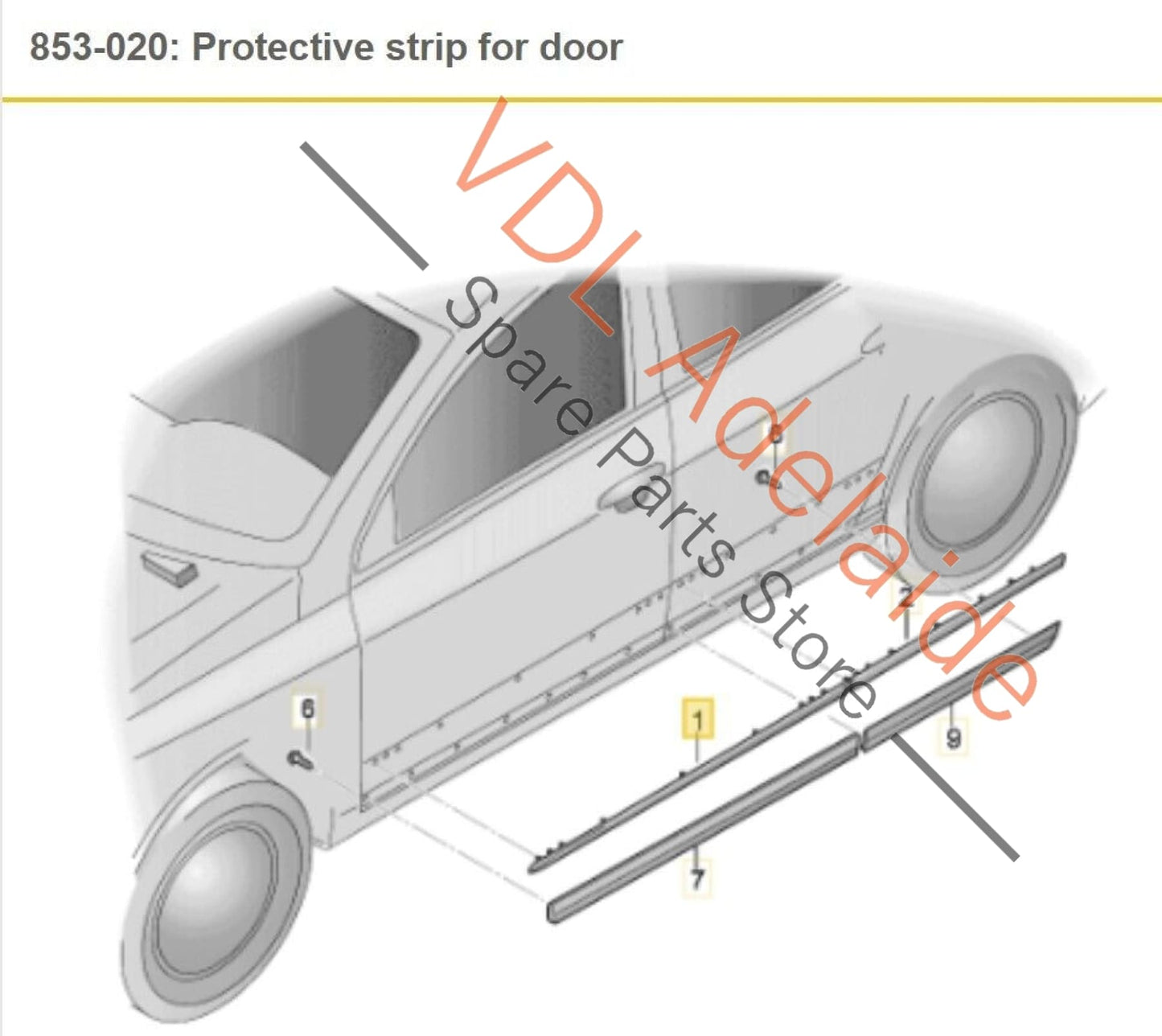 VW Passat R36 B6 Front Left Exterior Door Chrome Strip Moulding 3C0853515C 2ZZ 3C0853515C