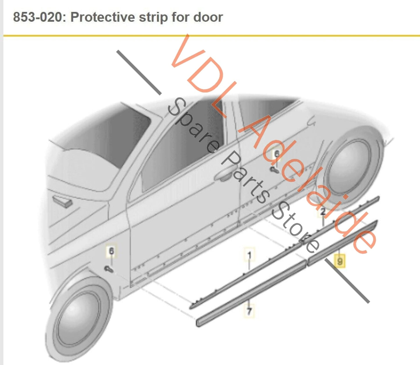 VW Passat R36 B6 Left Rear Exterior Door Strip Moulding Trim 3C0854949B GRU 3C0854949B