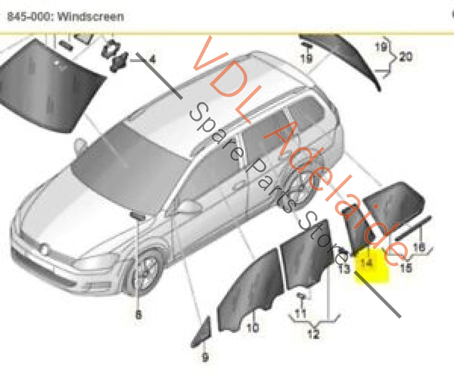 VW Golf MK7 Wagon Left LHS Fixed Window for Rear Door 5G9845213B 5G9845213B