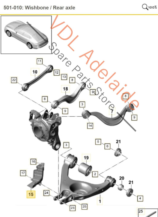 Porsche Panamera Turbo 971 Pair of Rear Suspension Wishbone Air Guide Guides 971505570A