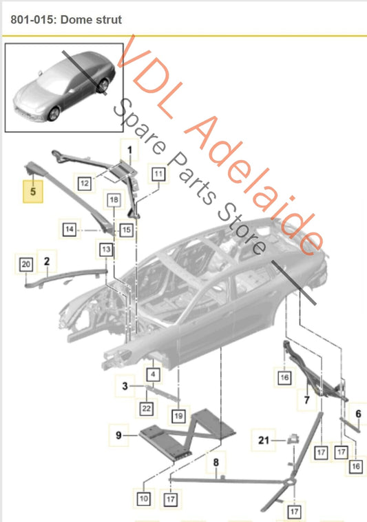 Porsche Panamera Turbo 971 Engine Bay Strut Tower Brace 9A780630301 PAE806303